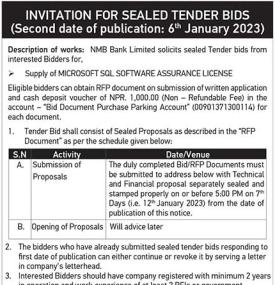 Invitation for Sealed Tender Notice