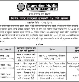 निक्षेप उपर हकदावी सम्बन्धी सूचना