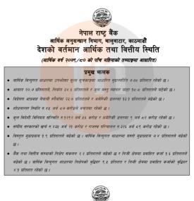 देशको वर्तमाना आर्थिक तथा वित्तीय स्थितिबारे नेपाल राष्ट्र बैंकको सूचना