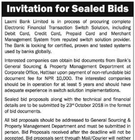 Invitation for sealed bids