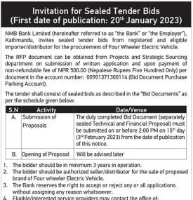 Invitation for Sealed Tender Bids