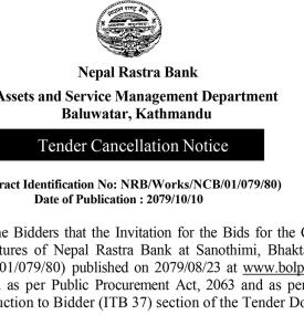 Tender Cancellation Notice