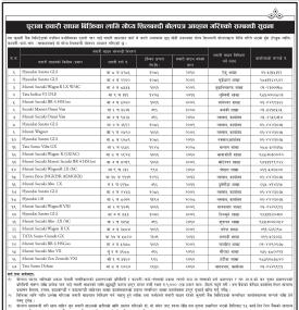 पुराना सवारी साधान बिक्रीका लागि गोप्य शिलबन्दी बोलपत्र आव्हान गरिएको बारे सूचना