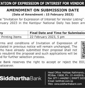 Re Invitation of Expression of Interest for Vendor Listing