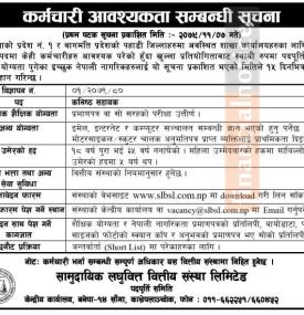 लघुवित्तमा कर्मचारी आवश्यकता - JOB VACANCY -