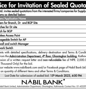 Notice for Invitation of Sealed Quotation