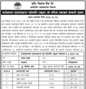 कार्यक्षमता मूल्याङ्कनद्धारा पदोन्नती को नतिजा प्रकाशन सम्बन्धी सूचना