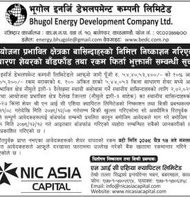भूगोल इनर्जि डेभलपमेण्ट कम्प्नीको IPO बाँडफाँड सम्बन्धी सूचना
