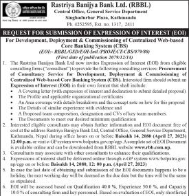 Request for Submission of Expression of EOI