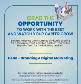 Sanima Reliance Life Insurance Ltd. Seeks Head of Branding and Digital Marketing 