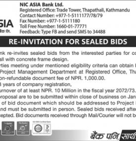 Re-Invitation for Sealed Bids