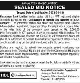 Sealed Bid Notice