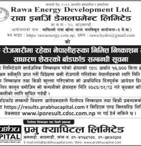 रावा इनर्जिको साधारण सेयर (IPO) को बाँडफाँड सम्बन्धी सूचना