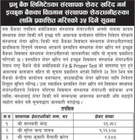 प्रभु बैंकको शेयरधनीरुलाई अत्यन्त जरुरी सूचना