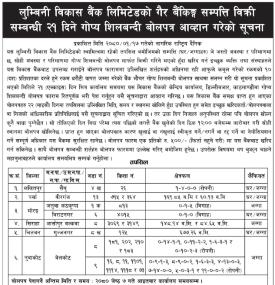 गैर बैंकिङ्ग सम्पत्ती बिक्री सम्बन्धी सूचना