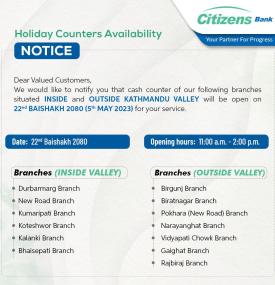 Citizens Banking Hours Notice