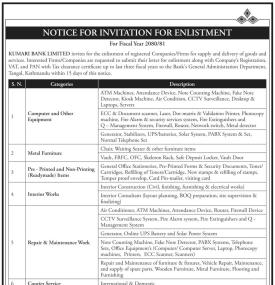 Notice for Invitation for Enlistment