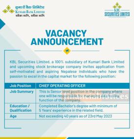 KBL Securities Limited Seeks Highly Motivated Nepalese Applicants for Key Position in Capital Market