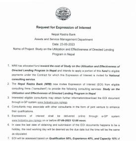 Re- invitation for Expression of Interest