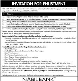Notice for Invitation for Enlistment