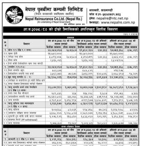 Nepal Re-Insurance Company posted a net profit of Rs 292.46 millions during its 2nd quarter.