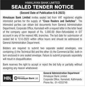 Sealed Tender Notice