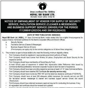 Notice about Vendor Empanelment: Security, Facilitation, and Business Support Services