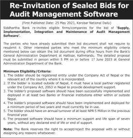 Re-Invitation of Sealed Bids for Audit Management Software