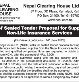 Call of Sealed Tender Proposal for Supply of Non-Life Insurance services