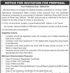 Notice for Invitation for Proposal