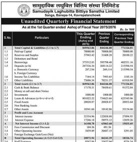 Unaudited Financial Results