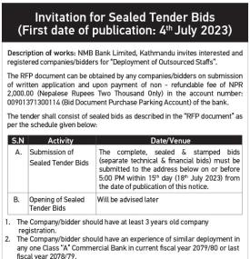 Invitation for Sealed Tender Notice