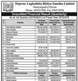 Unaudited Financial Results 