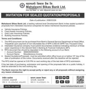 Invitation for Sealed Quotation