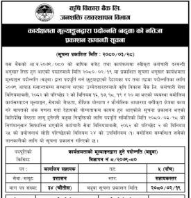 कृषि विकास बैंकको नतिजा प्रकाशन सम्बन्धी सूचना