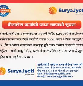 बीमालेख कर्जाको ब्याज सम्वन्धी सूचना