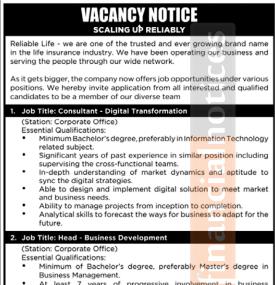 Reliable Life Announces Job Opportunities