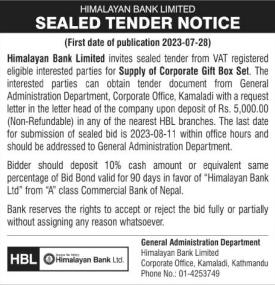 Sealed Tender Notice