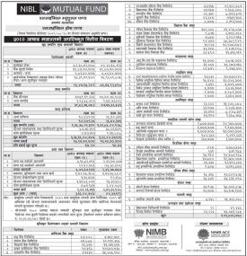 NIMB Ace Capital has published “NIBL Growth Fund” Net Assets Value till Ashad, 2080