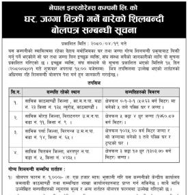 घर जग्गा बिक्री गर्ने सम्बन्धी सूचना