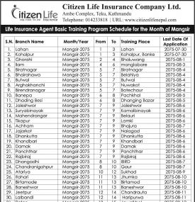 Life Insurance Agent Basic Training  Notice