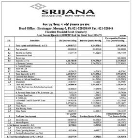 Unaudited Financial Results  (Quarterly)
