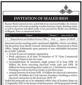 Invitation of Sealed Bids