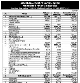 Unaudited Financial Results  (Quarterly)