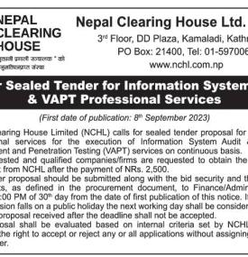 Call for sealed tender for Information System Audit and VAPT Professional Services