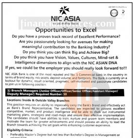 NIC Asia बैंकमा घेरै संख्यामा कर्मचारीको माग - Career