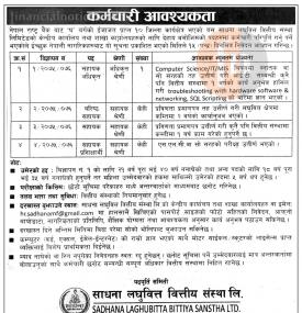 Microfinance मा कर्मचारी आवश्यकता - Job Vacancy
