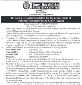 Invitaton for Sealed Quotation