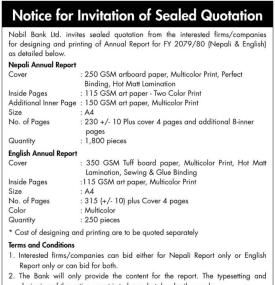 Notice for Invitation of Sealed Quotation