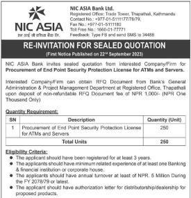 Re-invitation for Sealed Quotation